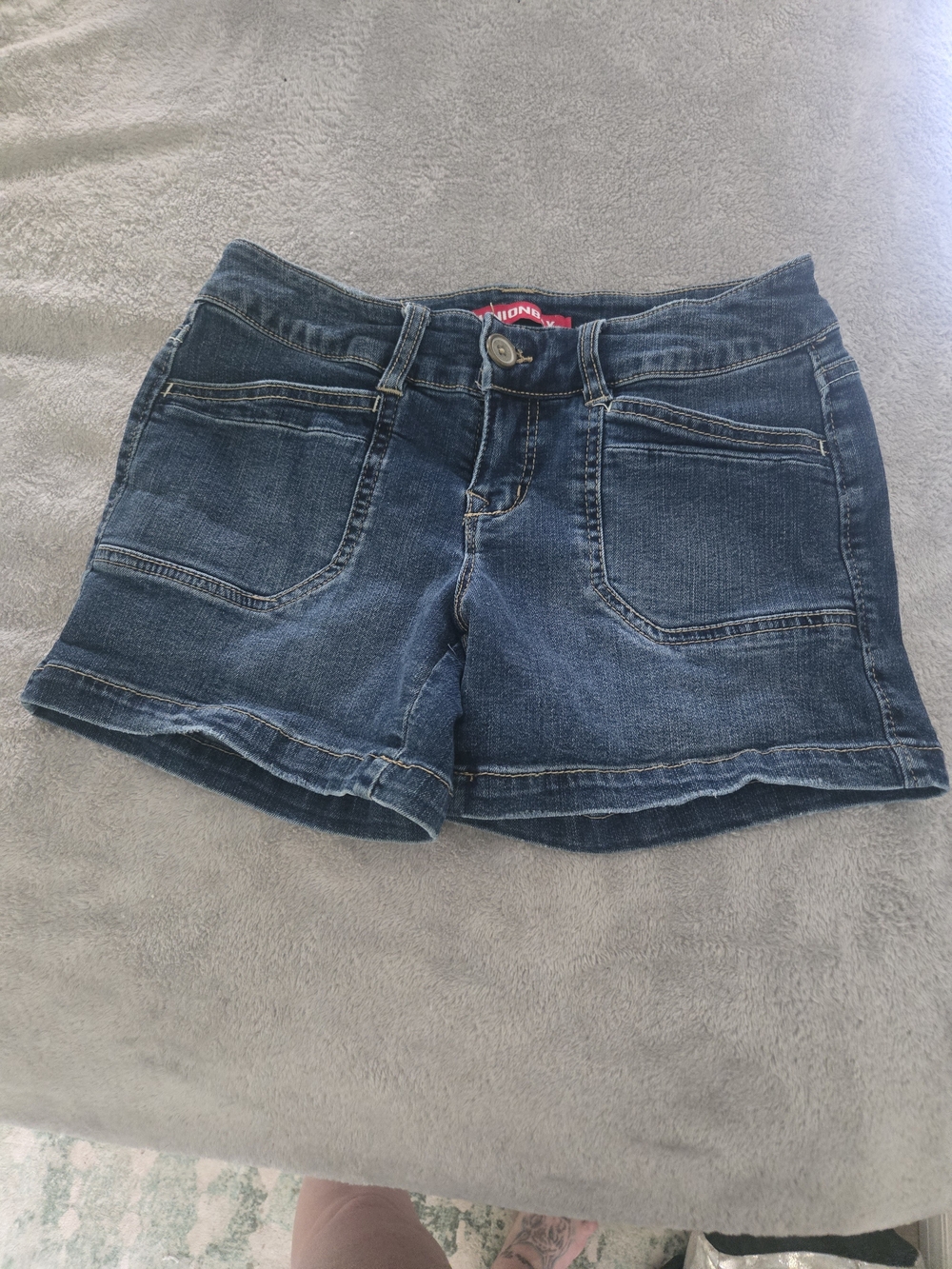 UNIONBAY Dark Blue Denim Short Shorts with Front Patch Pockets
